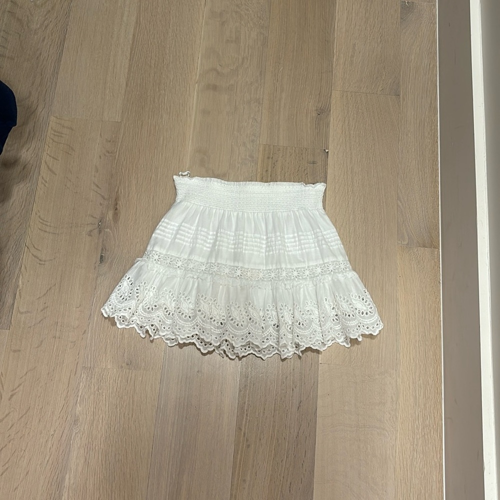 love shack fancy white mini skirt